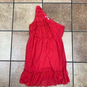 Red one shoulder dress
